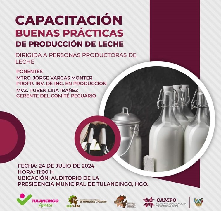 Este miércoles se efectuará capacitación sobre buenas prácticas en la producción de leche