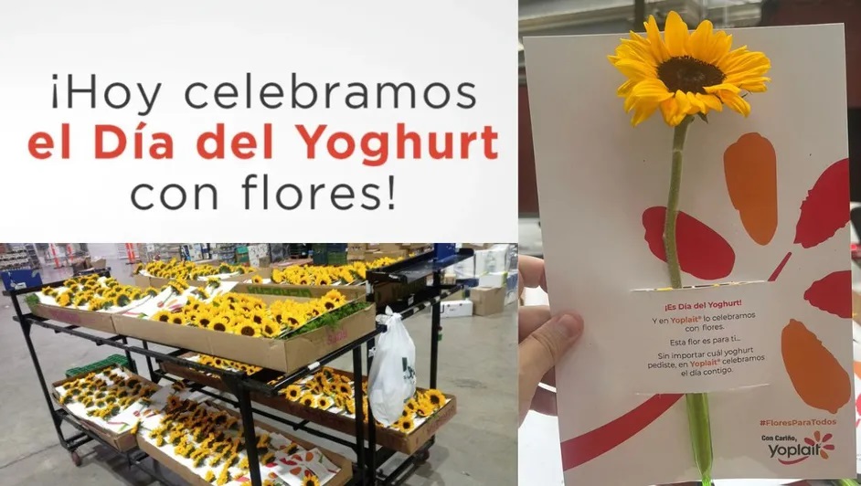 Yoplait sorprende en el día del yoghurt flores para todos, incluyendo competidores