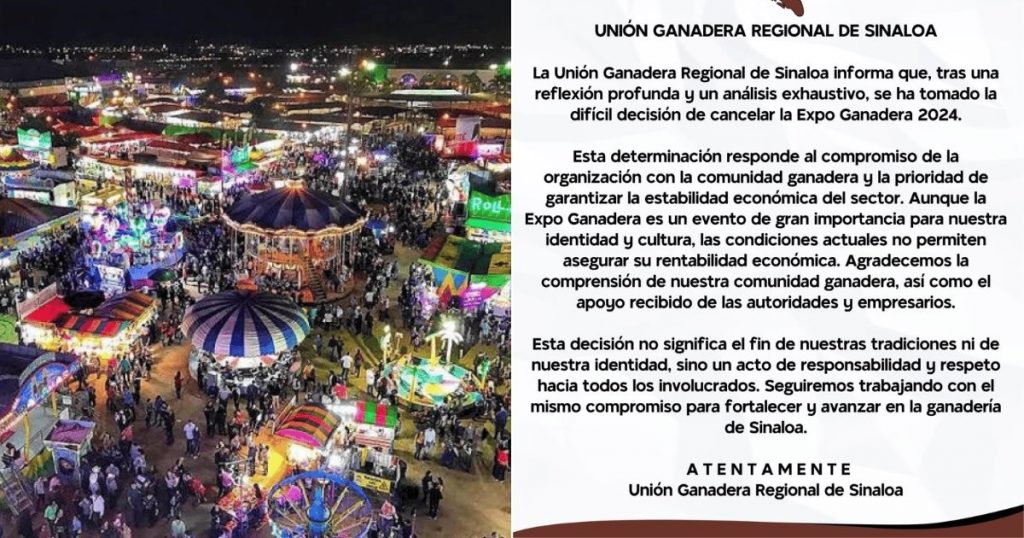 Cancelan Expo Ganadera 2024 en Sinaloa por clima de inseguridad