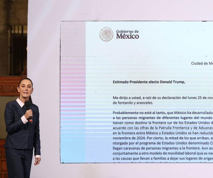 En carta, Sheinbaum responde a Trump sobre aranceles a México