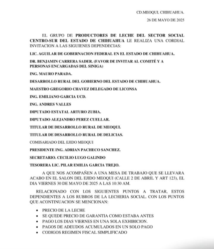 Productores lecheros solicitan a autoridades asistir a la mesa de trabajo en Meoqui1