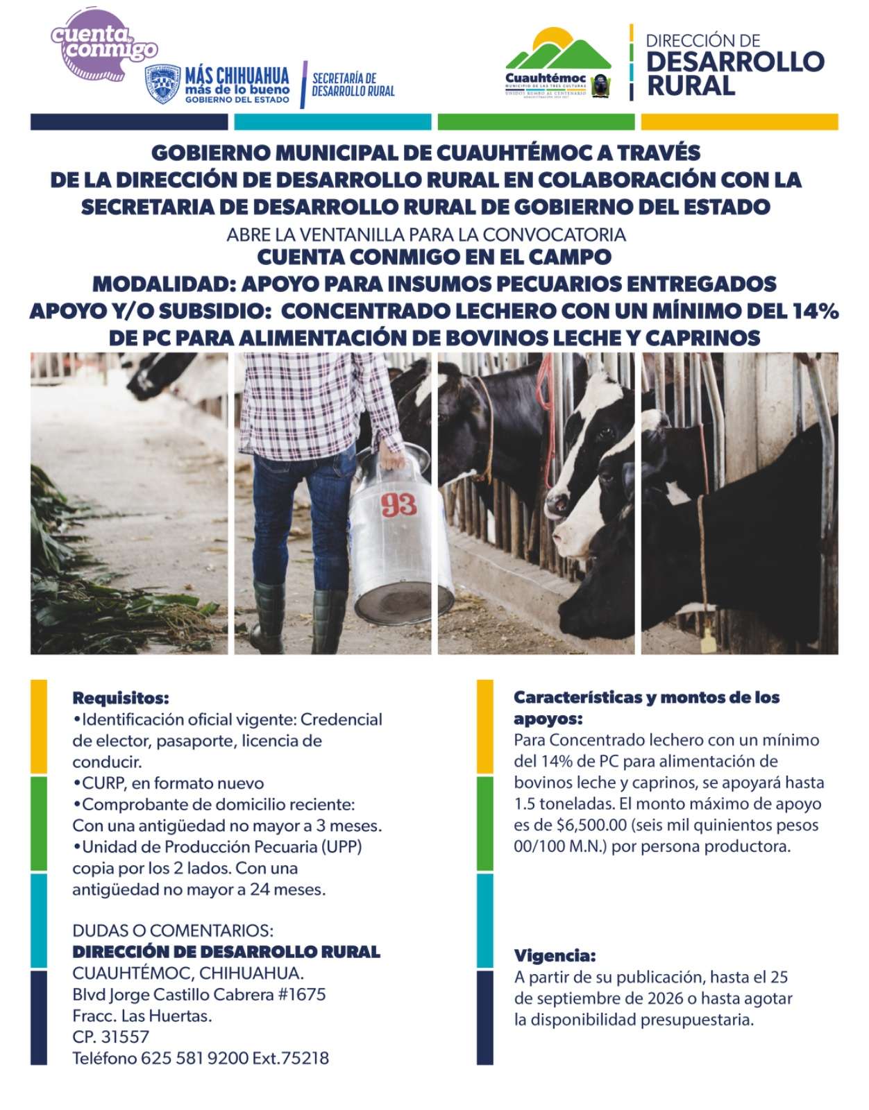 Abren apoyos clave para lecheros en Chihuahua